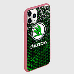 Чехол iPhone 11 Pro матовый Skoda: Соты, цвет: 3D-малиновый — фото 2