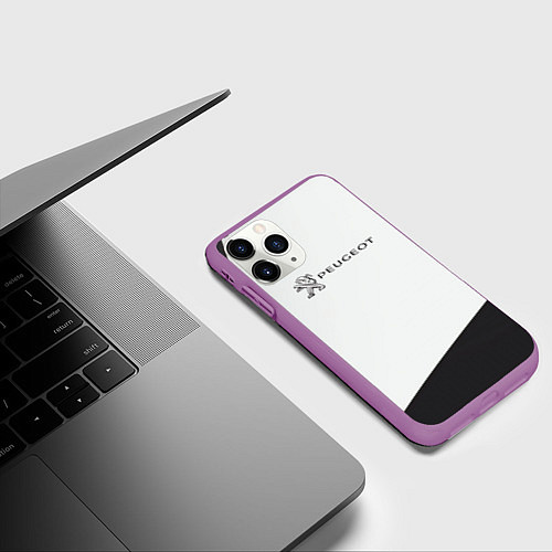 Чехол iPhone 11 Pro матовый Peugeot геометрия / 3D-Фиолетовый – фото 3