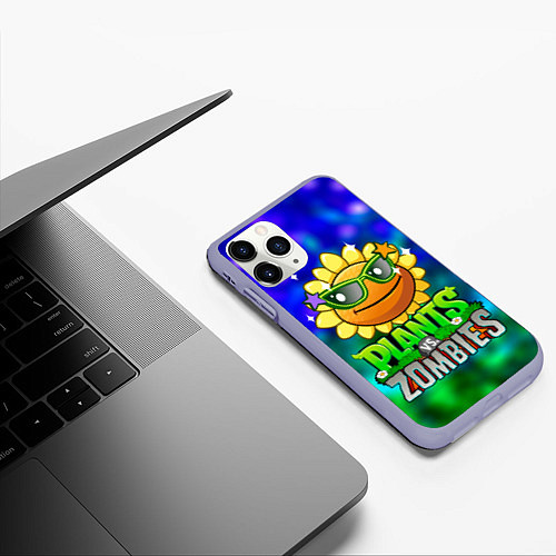 Чехол iPhone 11 Pro матовый Plants vs Zombies подсолнух / 3D-Светло-сиреневый – фото 3