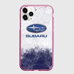 Чехол iPhone 11 Pro матовый Subaru Трещина, цвет: 3D-малиновый