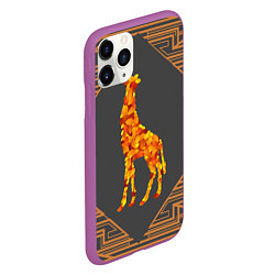Чехол iPhone 11 Pro матовый Жираф из листьев, цвет: 3D-фиолетовый — фото 2