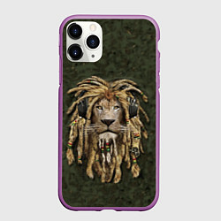 Чехол iPhone 11 Pro матовый Лев в дредах, цвет: 3D-фиолетовый