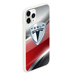 Чехол iPhone 11 Pro матовый Tesla - Logo Style, цвет: 3D-белый — фото 2