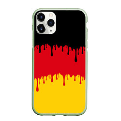 Чехол iPhone 11 Pro матовый Флаг Германии потёки, цвет: 3D-салатовый