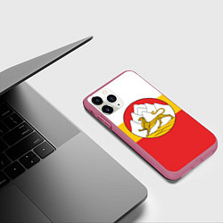 Чехол iPhone 11 Pro матовый Северная Осетия Алания Флаг, цвет: 3D-малиновый — фото 2