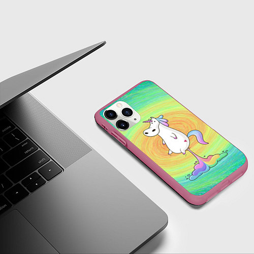 Чехол iPhone 11 Pro матовый На взлёт! / 3D-Малиновый – фото 3