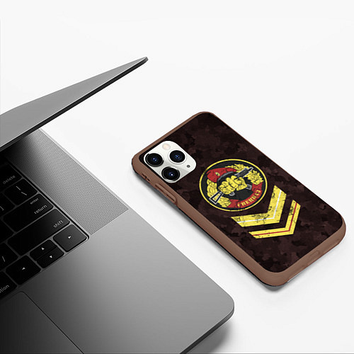 Чехол iPhone 11 Pro матовый Эмблема Спецназ / 3D-Коричневый – фото 3