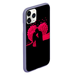 Чехол iPhone 11 Pro матовый Силуэты Влюбленных Сердце из Роз и Любовь, цвет: 3D-серый — фото 2