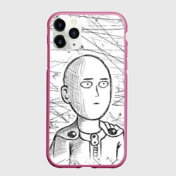 Чехол iPhone 11 Pro матовый Ванпанчмен Сайтама - Saitama, цвет: 3D-малиновый