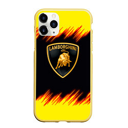 Чехол iPhone 11 Pro матовый Lamborghini Neon, цвет: 3D-желтый