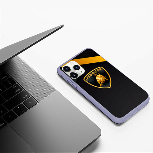 Чехол iPhone 11 Pro матовый Lamborghini геометрия / 3D-Светло-сиреневый – фото 3