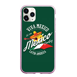 Чехол iPhone 11 Pro матовый Мексика Mexico, цвет: 3D-розовый