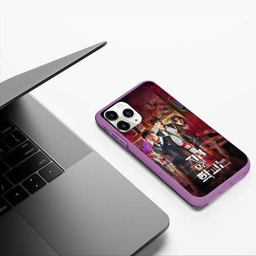 Чехол iPhone 11 Pro матовый All of us are zombie / 3D-Фиолетовый – фото 3
