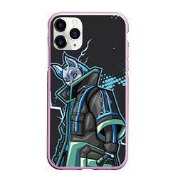 Чехол iPhone 11 Pro матовый Фортнайт Китсунэ в синем, цвет: 3D-розовый