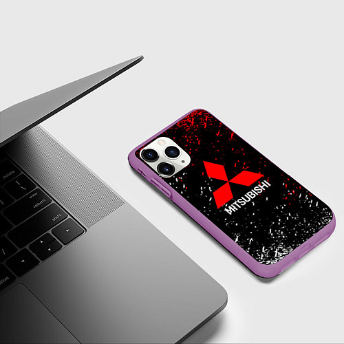 Чехол iPhone 11 Pro матовый Mitsubishi Logo auto / 3D-Фиолетовый – фото 3