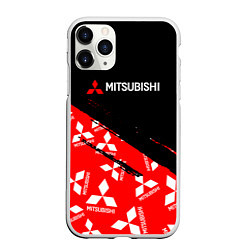 Чехол iPhone 11 Pro матовый Mitsubishi - Диагональ паттерн, цвет: 3D-белый