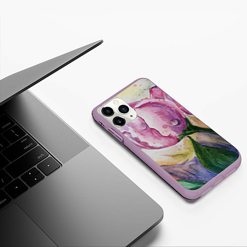 Чехол iPhone 11 Pro матовый Весенняя нежность / 3D-Сиреневый – фото 3