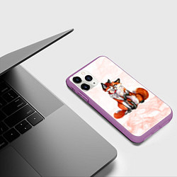 Чехол iPhone 11 Pro матовый Влюблённые Лисы Love, цвет: 3D-фиолетовый — фото 2