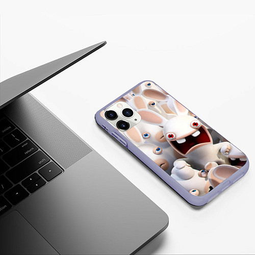 Чехол iPhone 11 Pro матовый Бешеные кролики в толпе / 3D-Светло-сиреневый – фото 3