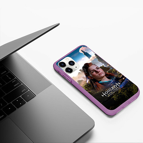 Чехол iPhone 11 Pro матовый Aloy Horizon Forbidden West game / 3D-Фиолетовый – фото 3