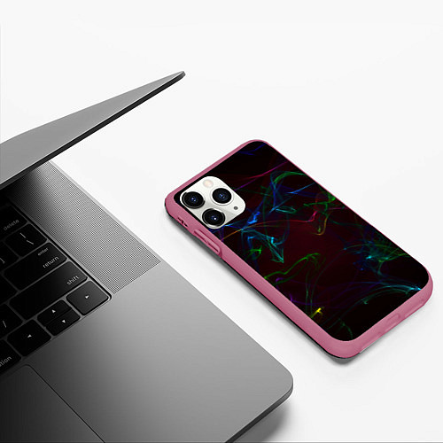 Чехол iPhone 11 Pro матовый CURVE NEON ABSTRACTION / 3D-Малиновый – фото 3