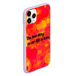 Чехол iPhone 11 Pro матовый Life is love, цвет: 3D-светло-сиреневый — фото 2