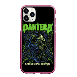 Чехол iPhone 11 Pro матовый Pantera green череп, цвет: 3D-малиновый