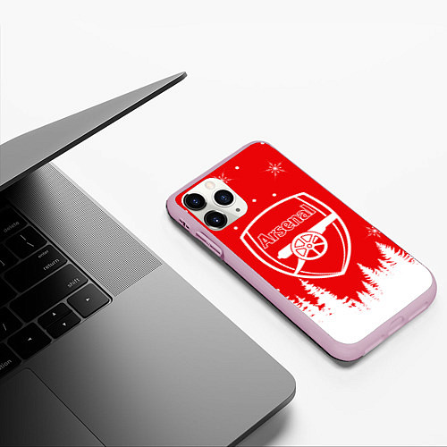 Чехол iPhone 11 Pro матовый FC ARSENAL WINTER ФК АРСЕНАЛ ЗИМНИЙ СТИЛЬ / 3D-Розовый – фото 3