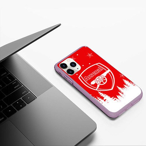 Чехол iPhone 11 Pro матовый FC ARSENAL WINTER ФК АРСЕНАЛ ЗИМНИЙ СТИЛЬ / 3D-Сиреневый – фото 3