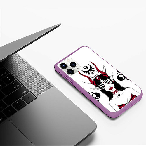 Чехол iPhone 11 Pro матовый Devil beauty / 3D-Фиолетовый – фото 3