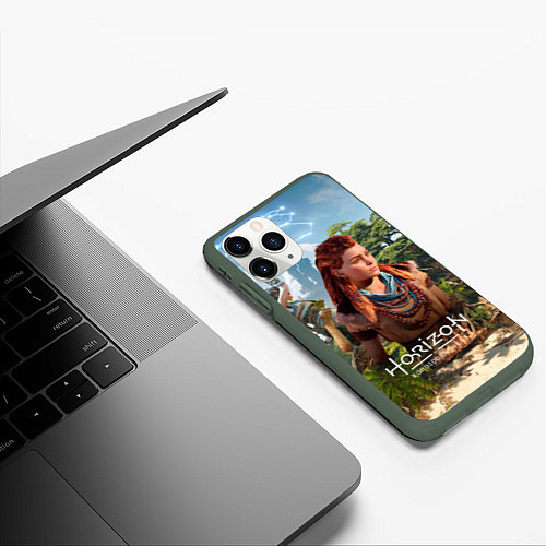 Чехол iPhone 11 Pro матовый Элой Horizon Forbidden West / 3D-Темно-зеленый – фото 3