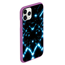 Чехол iPhone 11 Pro матовый Силуэт электронных систем, цвет: 3D-фиолетовый — фото 2