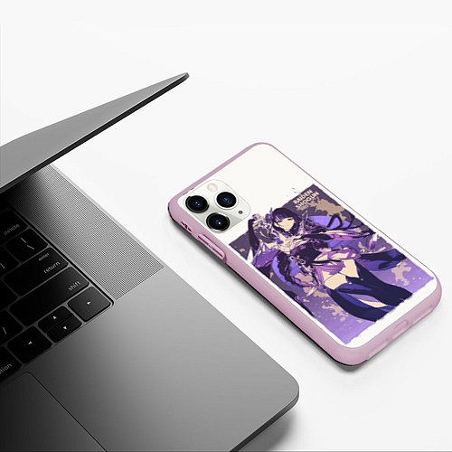 Чехол iPhone 11 Pro матовый Raiden Genshin Impact / 3D-Розовый – фото 3