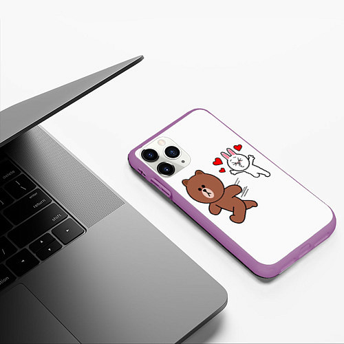 Чехол iPhone 11 Pro матовый От любви не сбежать Plush animal / 3D-Фиолетовый – фото 3