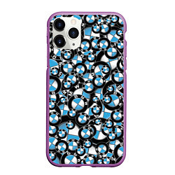 Чехол iPhone 11 Pro матовый BMW PATTERN LOGO, цвет: 3D-фиолетовый