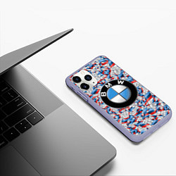 Чехол iPhone 11 Pro матовый BMW M PATTERN LOGO, цвет: 3D-светло-сиреневый — фото 2
