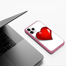 Чехол iPhone 11 Pro матовый Сердце большое мультяшное, цвет: 3D-малиновый — фото 2