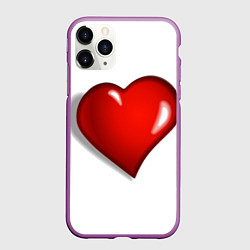 Чехол iPhone 11 Pro матовый Сердце большое мультяшное, цвет: 3D-фиолетовый