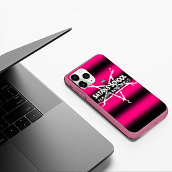 Чехол iPhone 11 Pro матовый Satan school for bad boys and girls pink, цвет: 3D-малиновый — фото 2