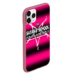 Чехол iPhone 11 Pro матовый Satan school for bad boys and girls pink, цвет: 3D-малиновый — фото 2