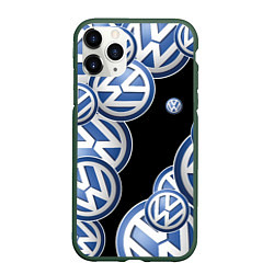 Чехол iPhone 11 Pro матовый Volkswagen logo Pattern, цвет: 3D-темно-зеленый