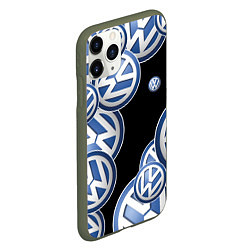 Чехол iPhone 11 Pro матовый Volkswagen logo Pattern, цвет: 3D-темно-зеленый — фото 2