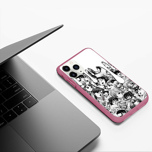 Чехол iPhone 11 Pro матовый АХЕГАО - AHEGAO ПОДТЕКИ / 3D-Малиновый – фото 3