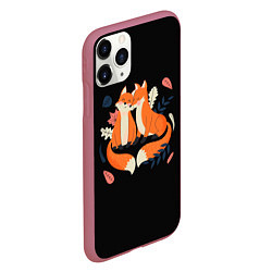 Чехол iPhone 11 Pro матовый Лисы Animal love, цвет: 3D-малиновый — фото 2