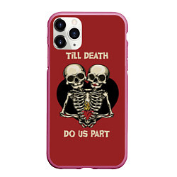 Чехол iPhone 11 Pro матовый Любовь до Гроба love till death, цвет: 3D-малиновый