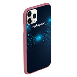 Чехол iPhone 11 Pro матовый Cyberpunk Неоновая микросхема, цвет: 3D-малиновый — фото 2