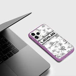 Чехол iPhone 11 Pro матовый LEXUS BIG EMBLEMA PATTERN, цвет: 3D-фиолетовый — фото 2