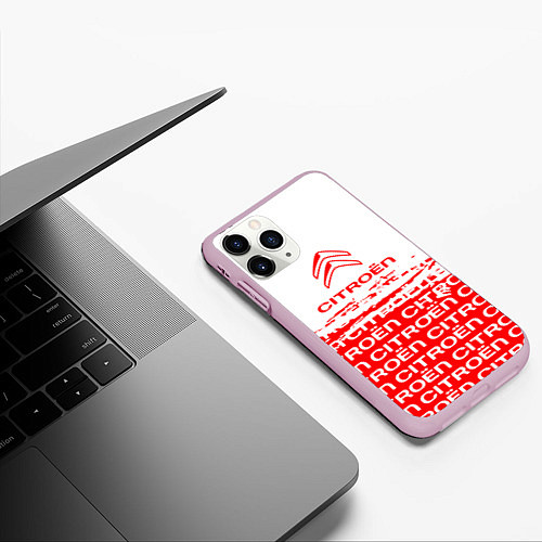 Чехол iPhone 11 Pro матовый Citroen Паттерн / 3D-Розовый – фото 3