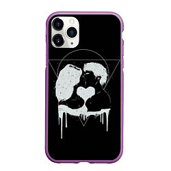 Чехол iPhone 11 Pro матовый Внеземная любовь Extraterrestrial love, цвет: 3D-фиолетовый