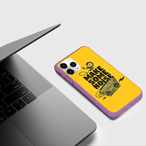 Чехол iPhone 11 Pro матовый Make Some Noise музыка / 3D-Фиолетовый – фото 3